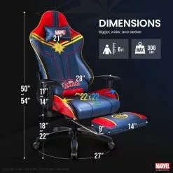 Neo Chair PRIME Captain Marvel Edition [Footrest Ver.] (MV-ARC-CM-R) Marvel Gaming