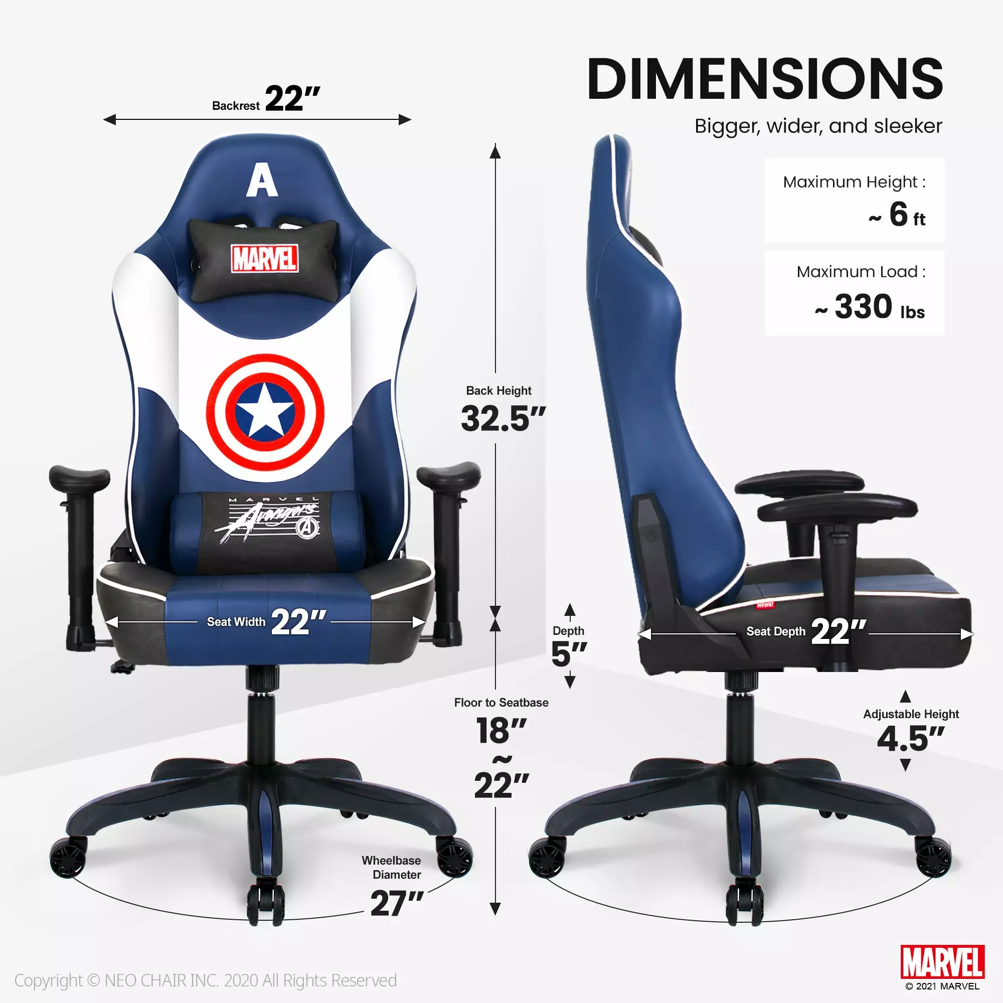 Neo Chair ULTIMATE Captain America Edition (MV-RAP-CA) 10 Neo Chair ULTIMATE Captain America Edition (MV-RAP-CA)